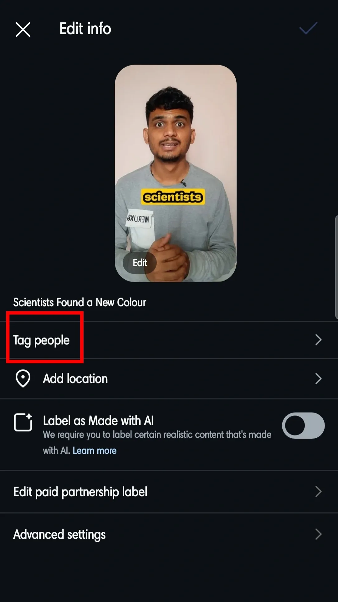 Choose "Tag People"