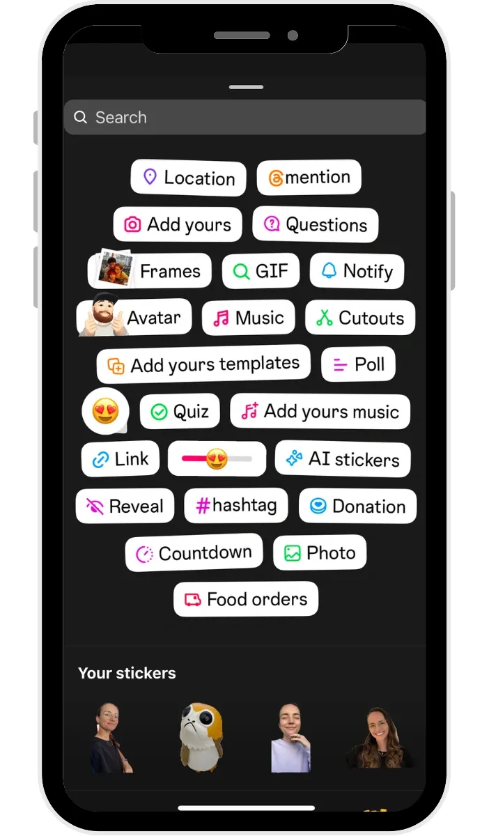 Select the "Link" Sticker